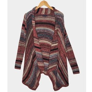 American Eagle Open Front Waterfall Cardigan Sz: M‎ Striped Knit Multicolor Fall